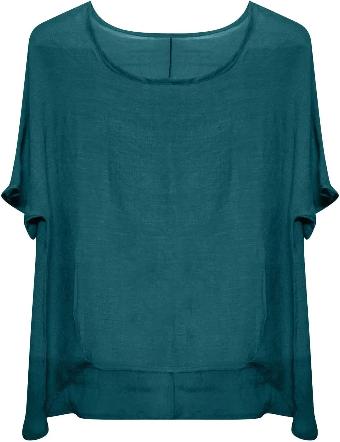 Women's Linen Shirt Round Neck Half Sleeve Crew Neck Loose Fit Tshirt,Lightweight
