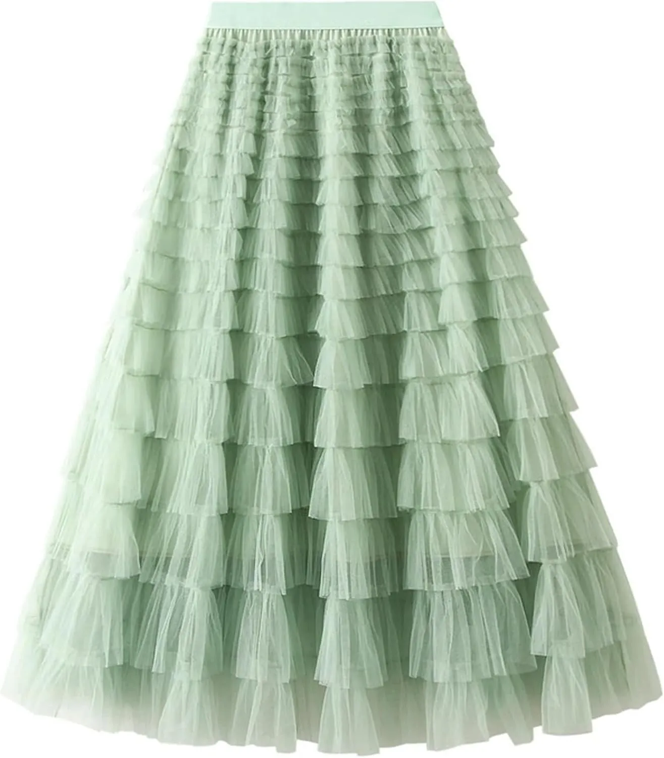 Women's Long Maxi Tulle Tutu Skirt High Waisted Ruffle Layered Flowy A Line Bottoms for Party Wedding Vacation