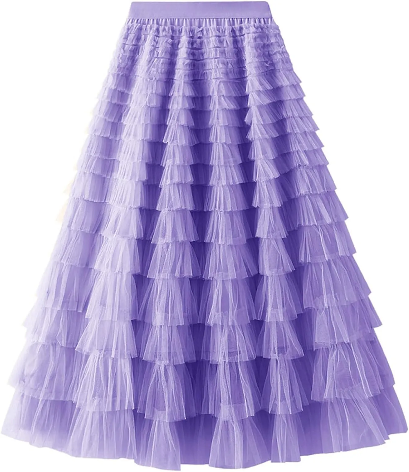 Women's Long Maxi Tulle Tutu Skirt High Waisted Ruffle Layered Flowy A Line Bottoms for Party Wedding Vacation