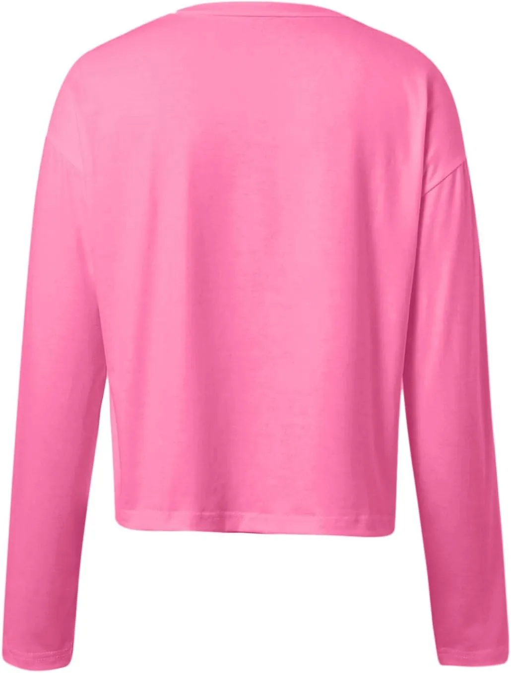 Womens Long Sleeve Cropped T-Shirts Round Neck Drop Shoulder Crop Sweatshirts Solid Casual Crop Tops