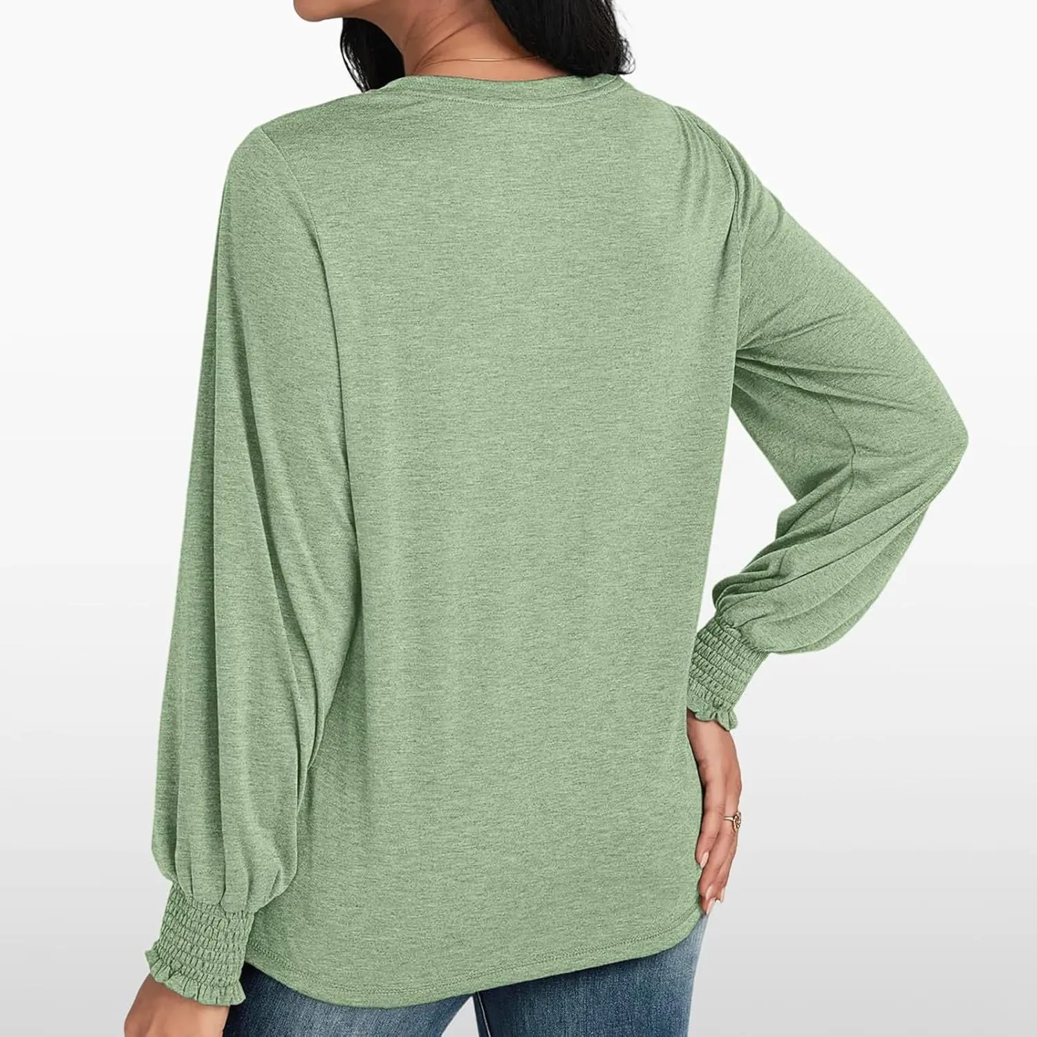 Womens Long Sleeve Shirts Fashion Crewneck Pleated Blouse Dressy Casual Tops Plus Size T Shirt 2024 Fall Trendy Clothes