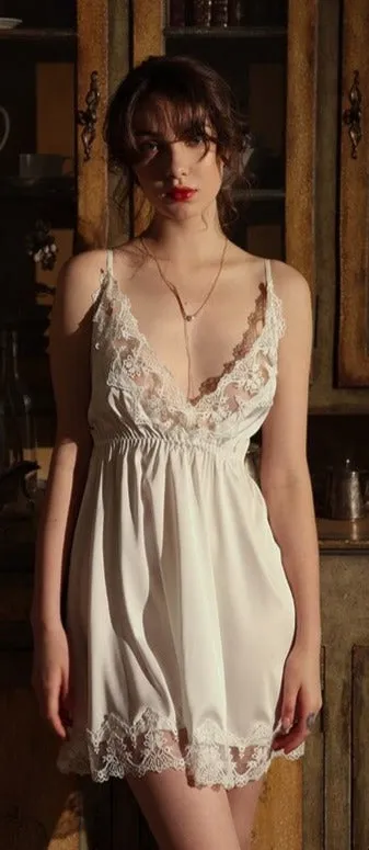 Women's Night Dress | Lace Mesh Back Sleep Wear | Underwear Set