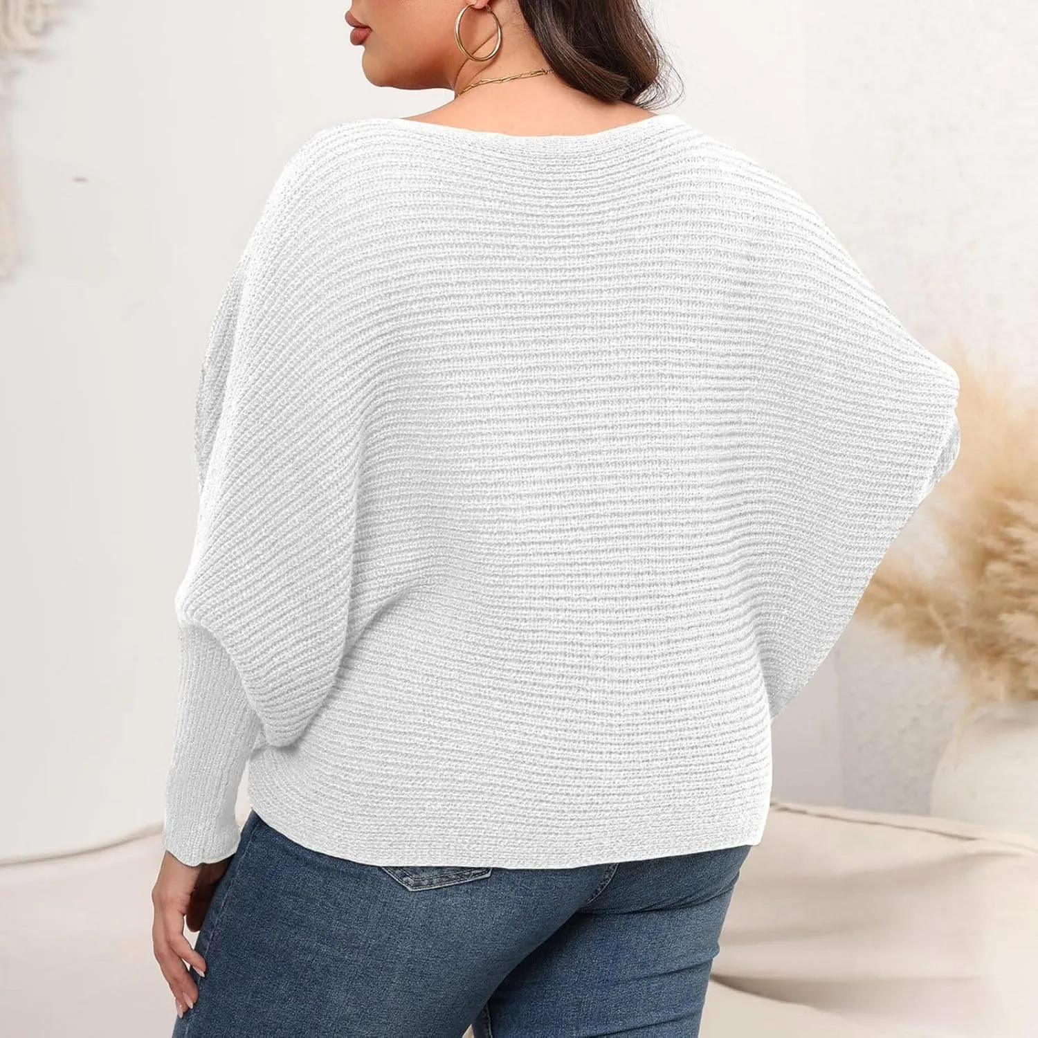 Womens Oversized Crewneck Long Sleeve Sweater Pullover Top Casual Ribbed Knit Sweaters Top 2024 Fall Outfits