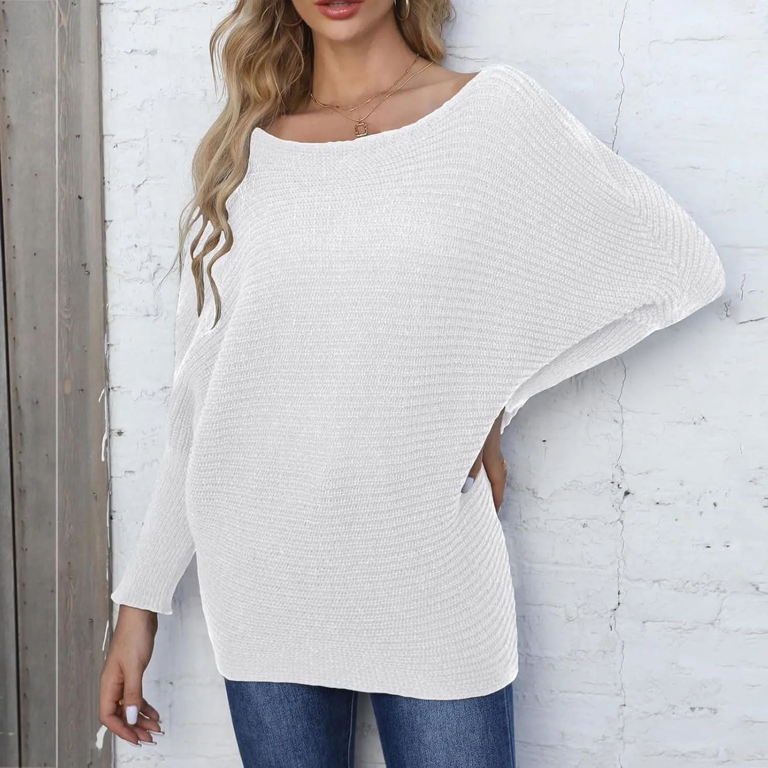 Womens Oversized Crewneck Long Sleeve Sweater Pullover Top Casual Ribbed Knit Sweaters Top 2024 Fall Outfits