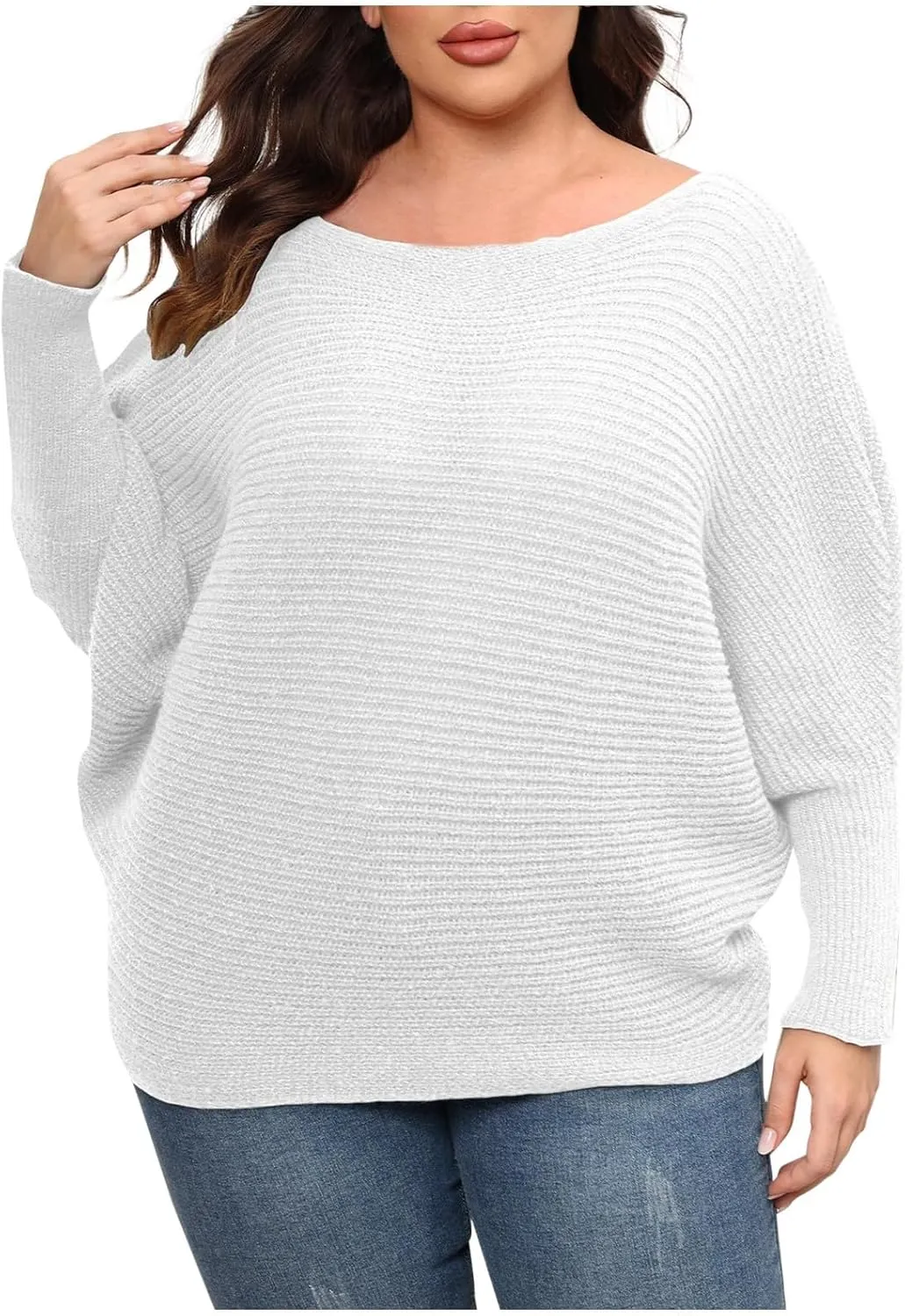 Womens Oversized Crewneck Long Sleeve Sweater Pullover Top Casual Ribbed Knit Sweaters Top 2024 Fall Outfits