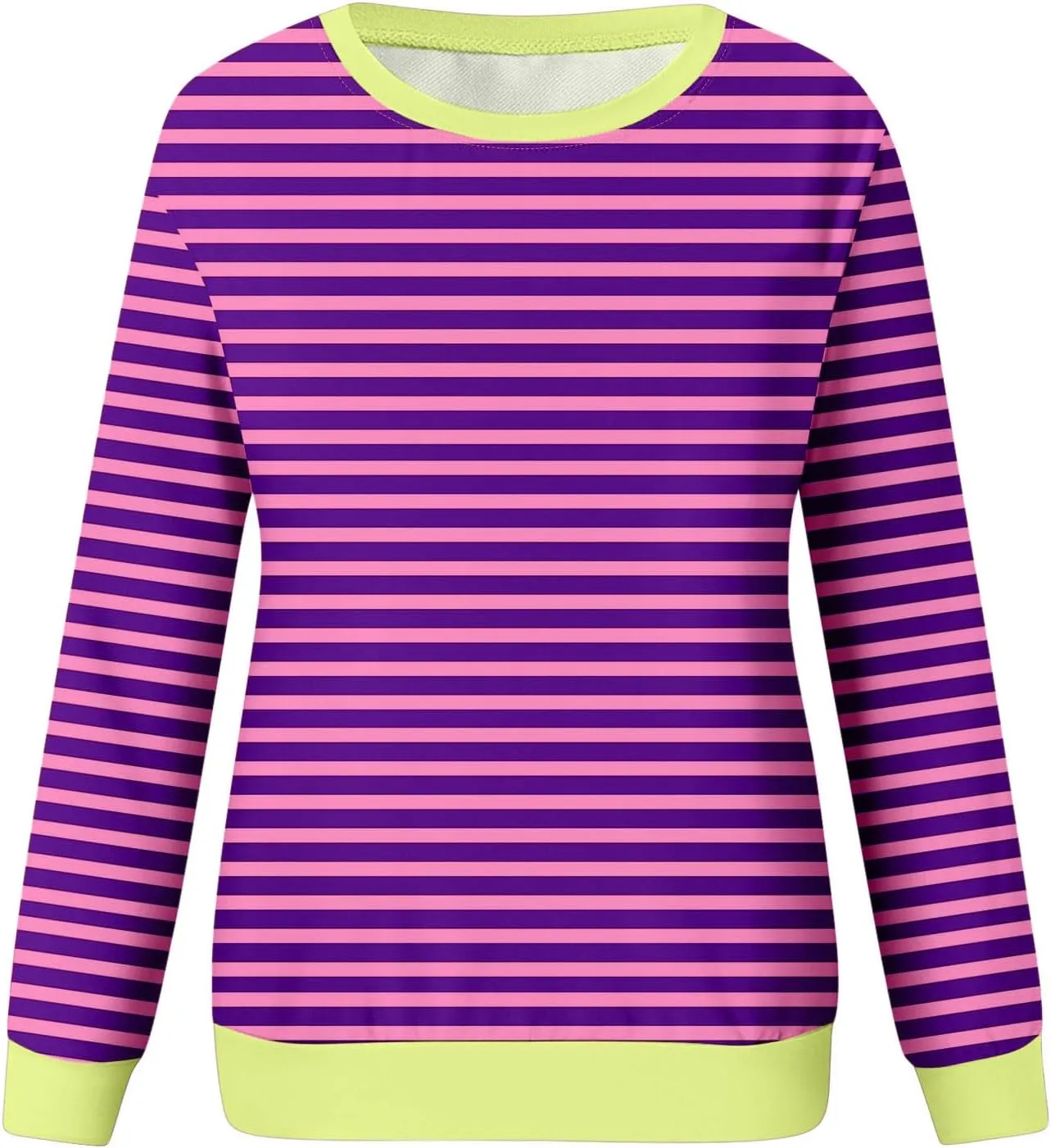 Womens Oversized Sweatshirts Hoodless 2024 Fall Striped Color Block Tops Long Sleeve Shirts Long Sleeve Pullover Tops