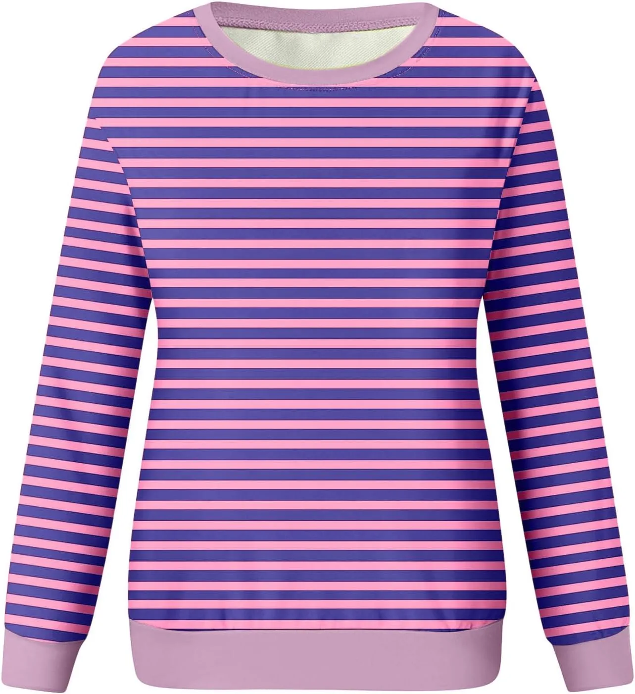 Womens Oversized Sweatshirts Hoodless 2024 Fall Striped Color Block Tops Long Sleeve Shirts Long Sleeve Pullover Tops