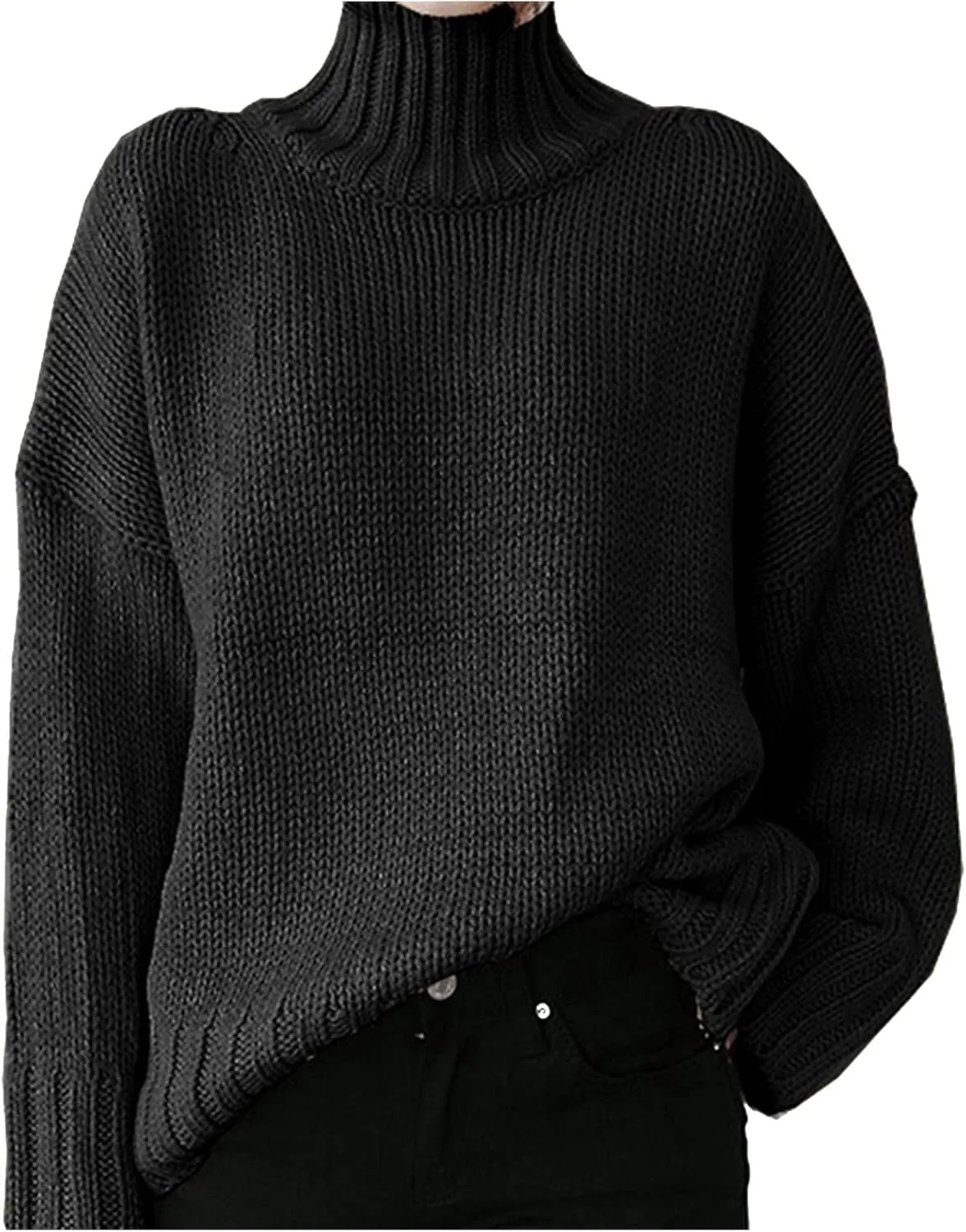 Womens Oversized Turtleneck Long Sleeve Sweater Fall Winter Casual Cable Knit Cozy Soft Slouchy Loose Pullover Jumper Tops