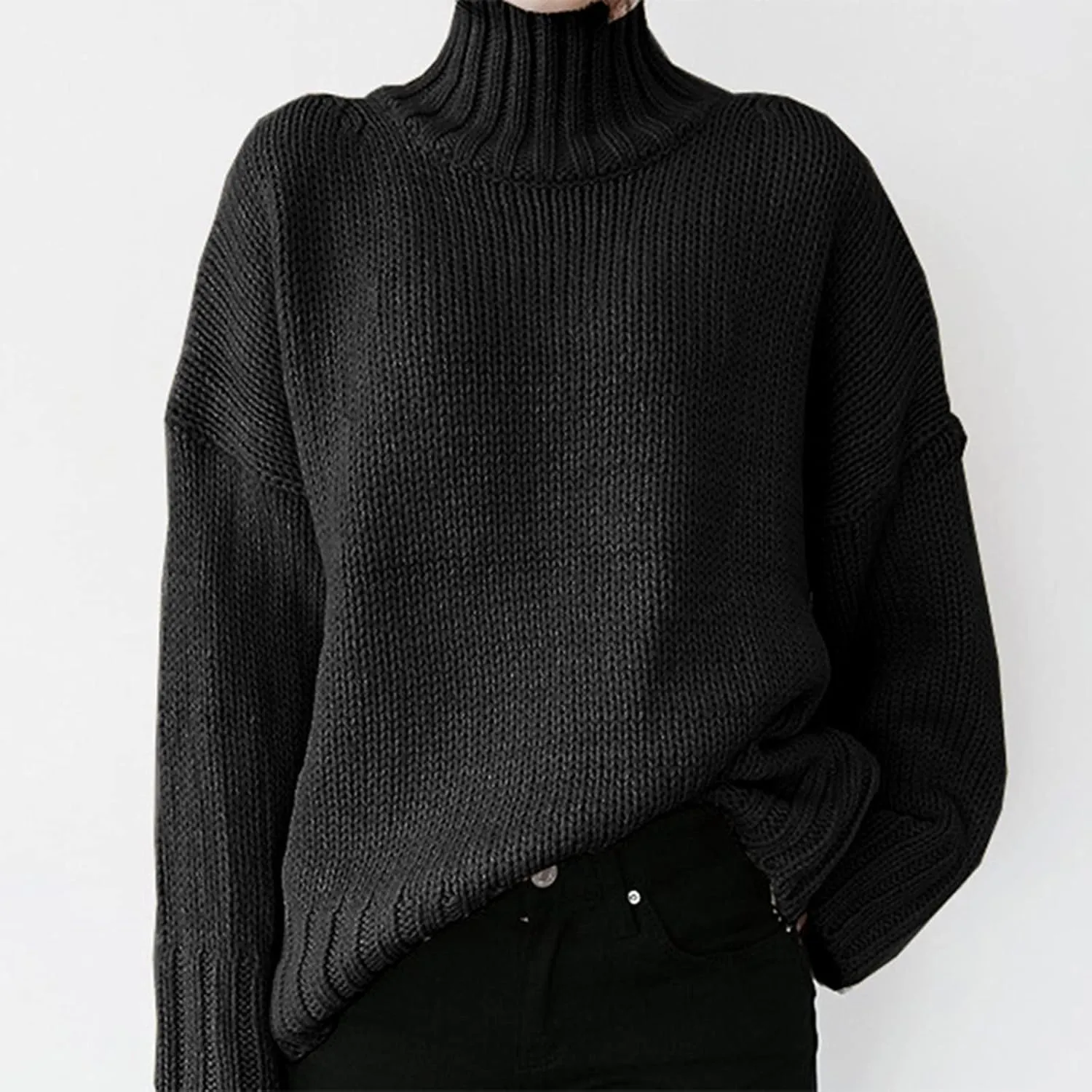 Womens Oversized Turtleneck Long Sleeve Sweater Fall Winter Casual Cable Knit Cozy Soft Slouchy Loose Pullover Jumper Tops