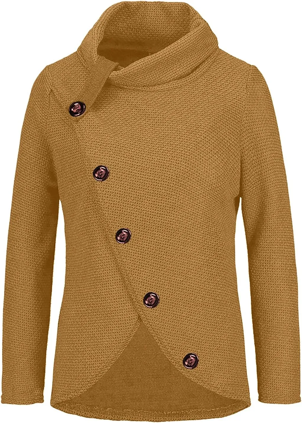 Women's Oversized Turtleneck Spilt Casual Loose Button Knit Tunic Pullover Sweater Blouse Tops 2024 Fall Outfits