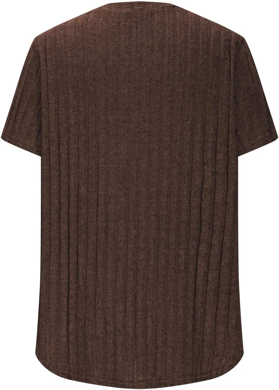 Womens Plus Size Tops Summer Short Sleeve V-Neck Casual Loose Solid Ribbed Knit Basic Tee Shirt
