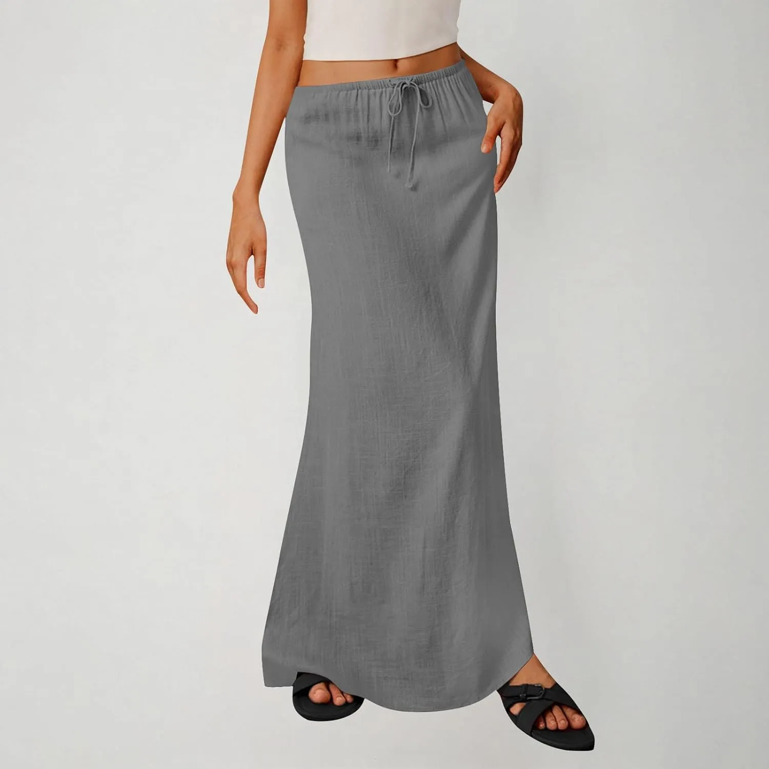 Women's Satin High Waisted Maxi Skirts Dressy Elegant Flared A-Line Long Skirts Trendy 2025 Summer New Casual Skirt