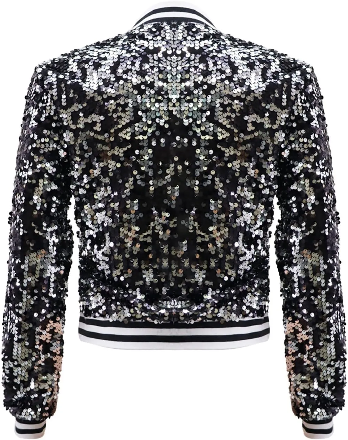 Women's Sequins V Neck Zip Up Jacket Casual Cropped Long Sleeve Party Outwear Glitter Lightweight Shiny Trends Outfits