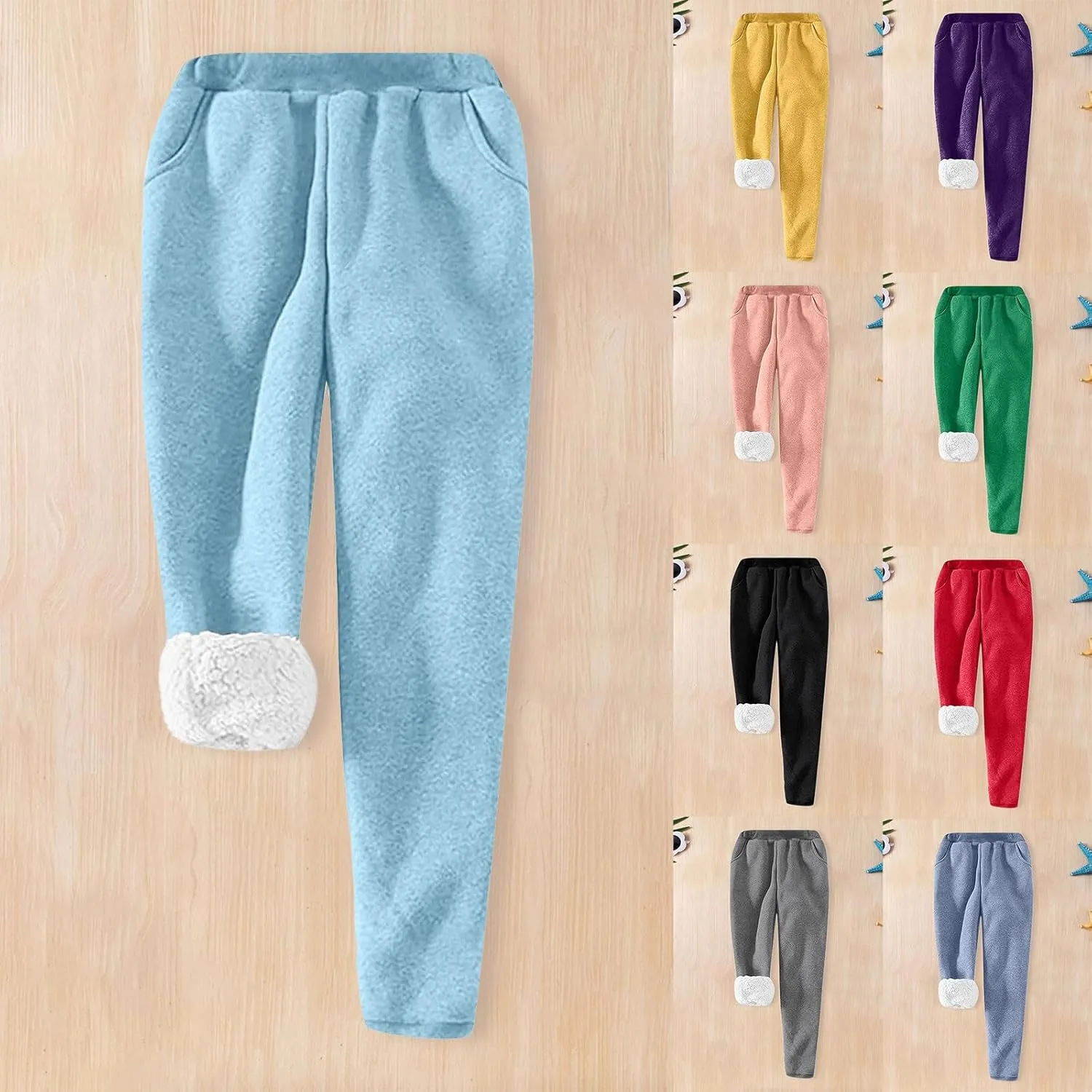Womens Sherpa Lined Athletic Sweatpants Drawstring Elastic Waisted Winter Warm Thermal Cashmere Workout Fleece Jogger Pants