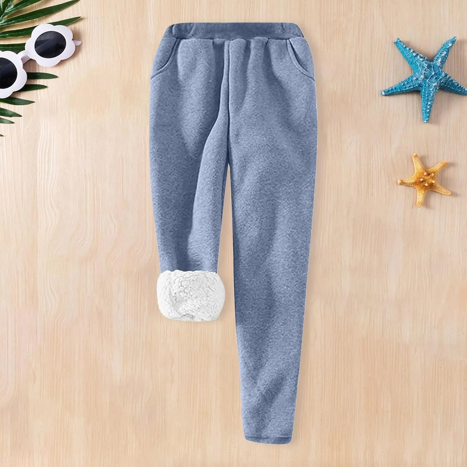 Womens Sherpa Lined Athletic Sweatpants Drawstring Elastic Waisted Winter Warm Thermal Cashmere Workout Fleece Jogger Pants