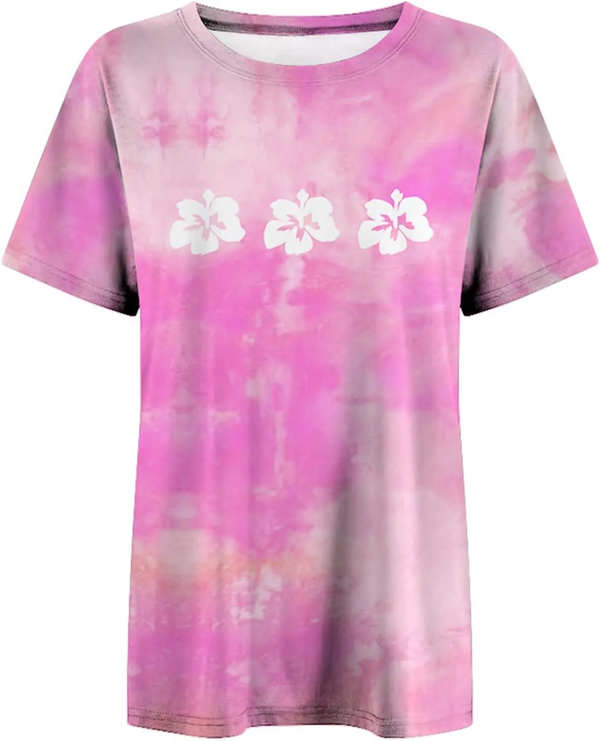 Womens Short Sleeve Tops Crewneck Tie Dye Shirts Oversized Tees T-Shirt Trendy Shirts Blouse Graphic Funny T Shirts
