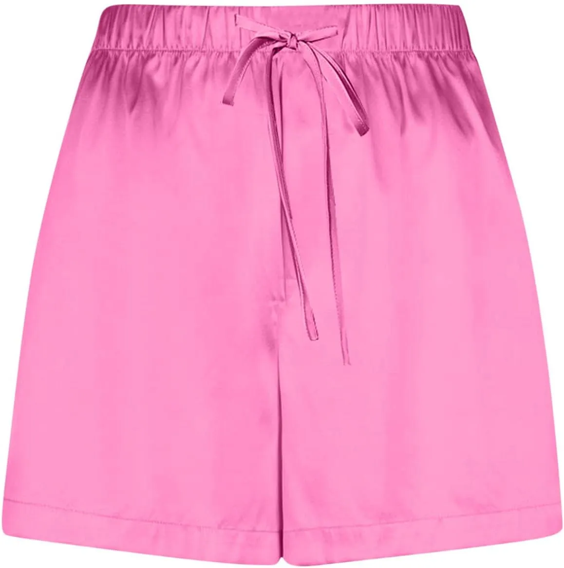 Women's Silk Satin Pajama Shorts Casual Summer Drawstring Sleepwear Pj Bottoms Soft Boxer Lounge Shorts with Pockets