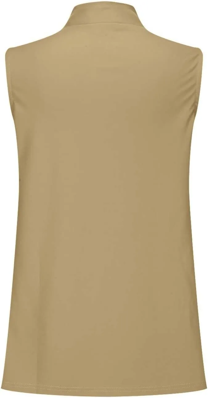 Womens Sleeveless Blazers 2025 Summer Casual Notch Lapel Open Front Cardigans Lightweight Suit Vest Tops Waistcoat
