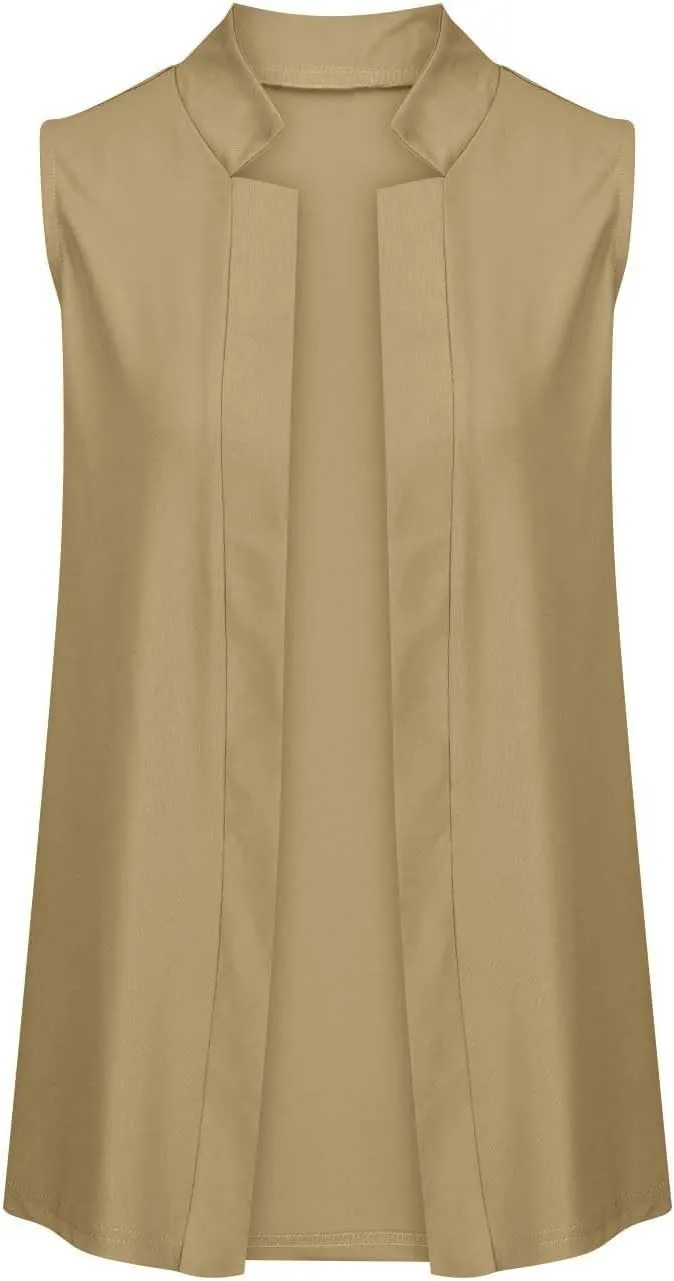 Womens Sleeveless Blazers 2025 Summer Casual Notch Lapel Open Front Cardigans Lightweight Suit Vest Tops Waistcoat