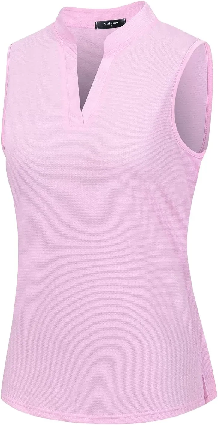 Womens Sleeveless Golf Polo Shirts Lightweight Tennis Sport Tops