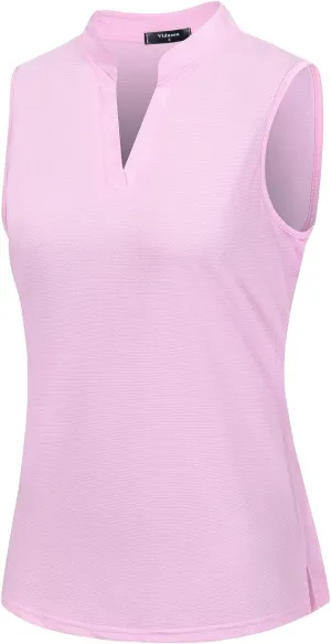 Womens Sleeveless Golf Polo Shirts Lightweight Tennis Sport Tops