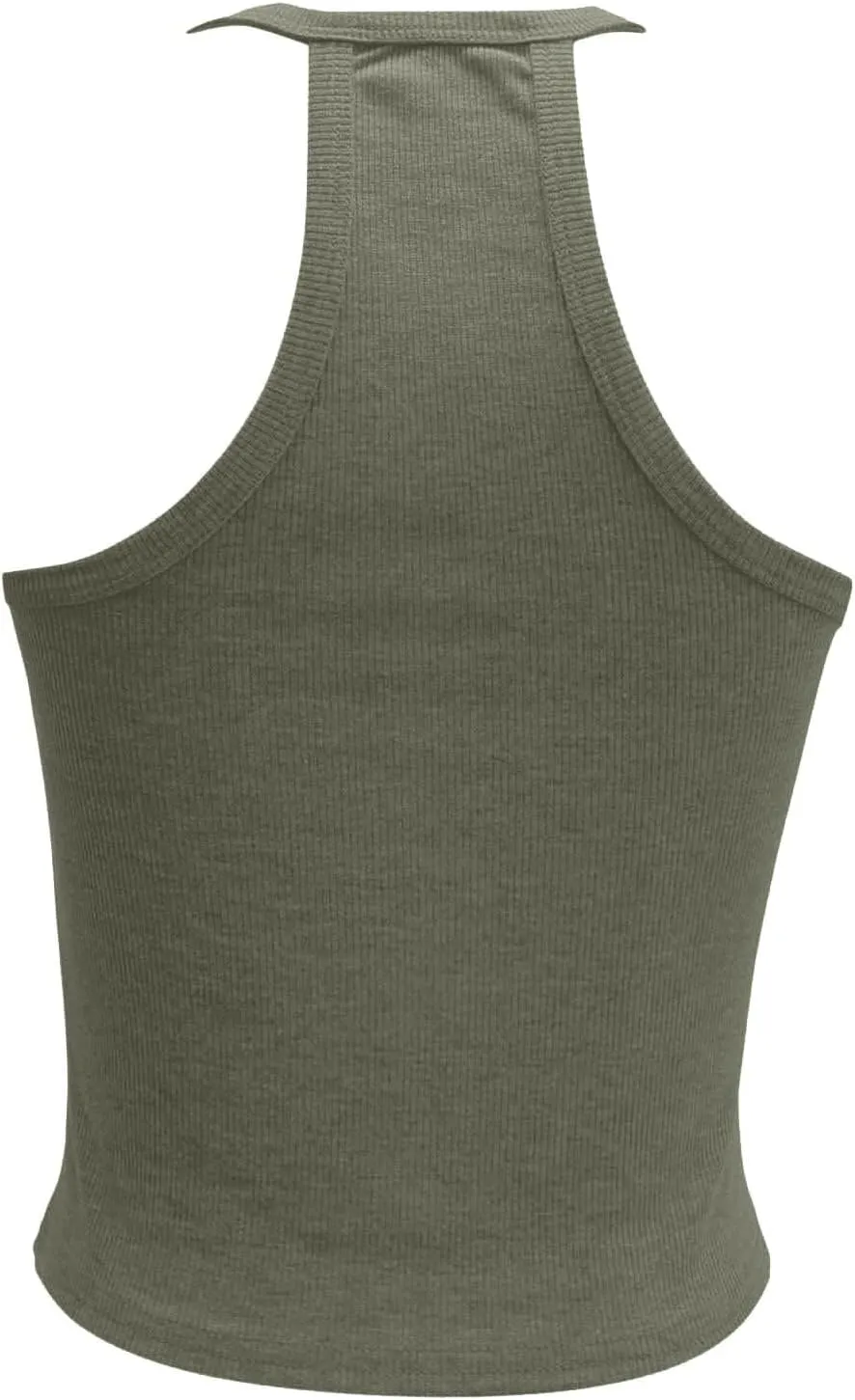 Womens Spaghetti Strap V-Neck Ribbed Tank Tops for Women 2025 Slim Fitted Soft Camisole Basic Layering Shirts