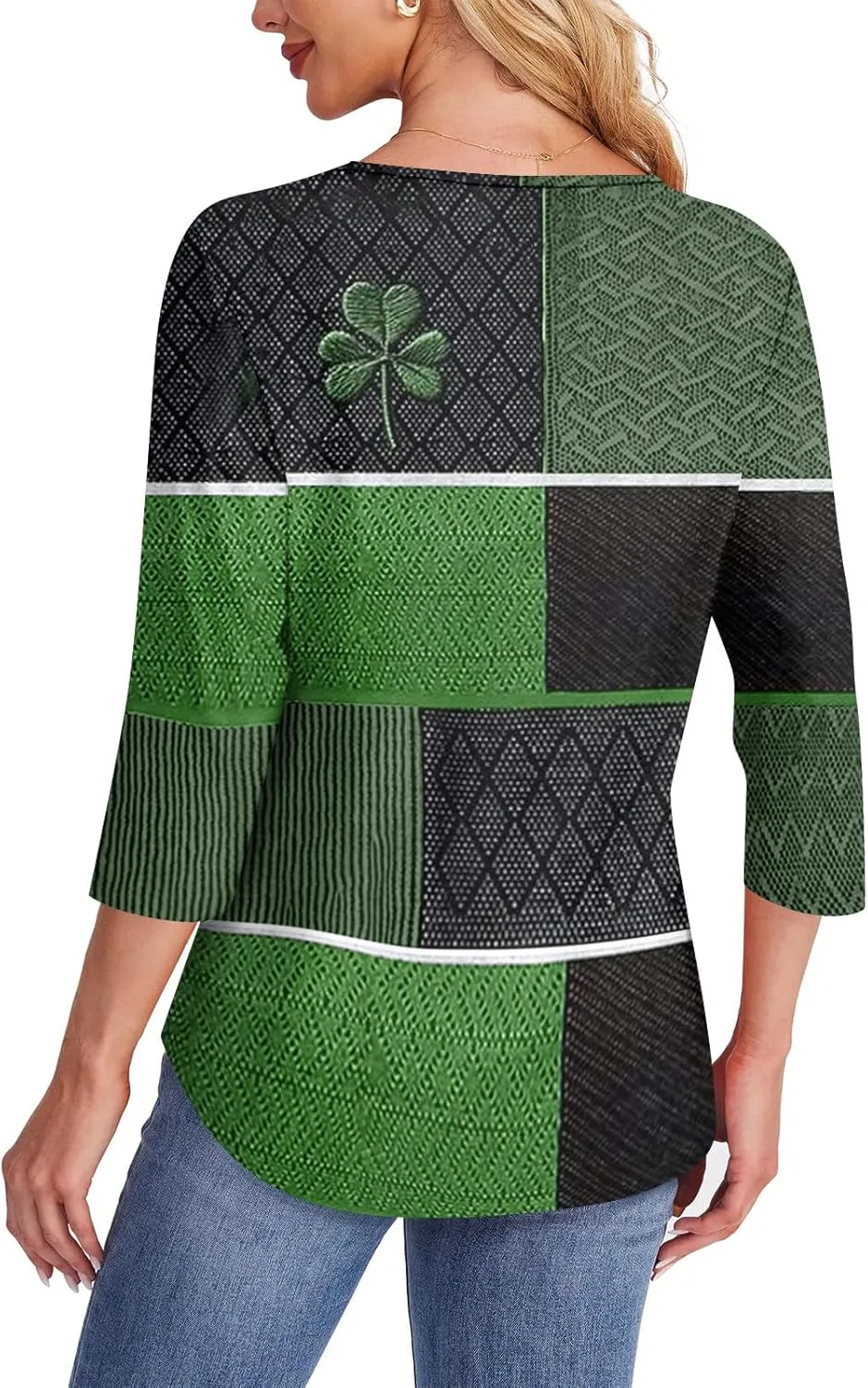 Womens St. Patrick's Day Shirts 3/4 Sleeve St. Patricks Day Shirts for Women Green,Tunic Tops to Wear with Tunics