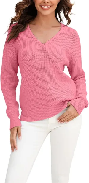 Womens Striped Color Block Sweaters Long Sleeve Crewneck Pullover Knit Jumper Tops Oversized Chic Blouse Shirt