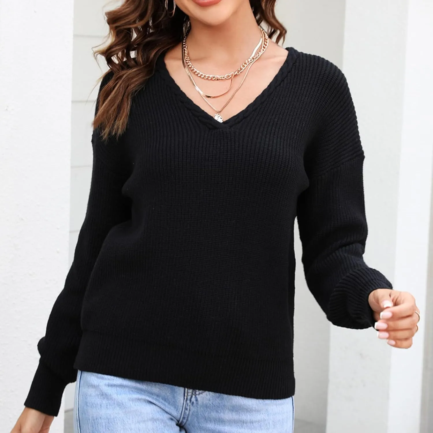 Womens Striped Color Block Sweaters Long Sleeve Crewneck Pullover Knit Jumper Tops Oversized Chic Blouse Shirt