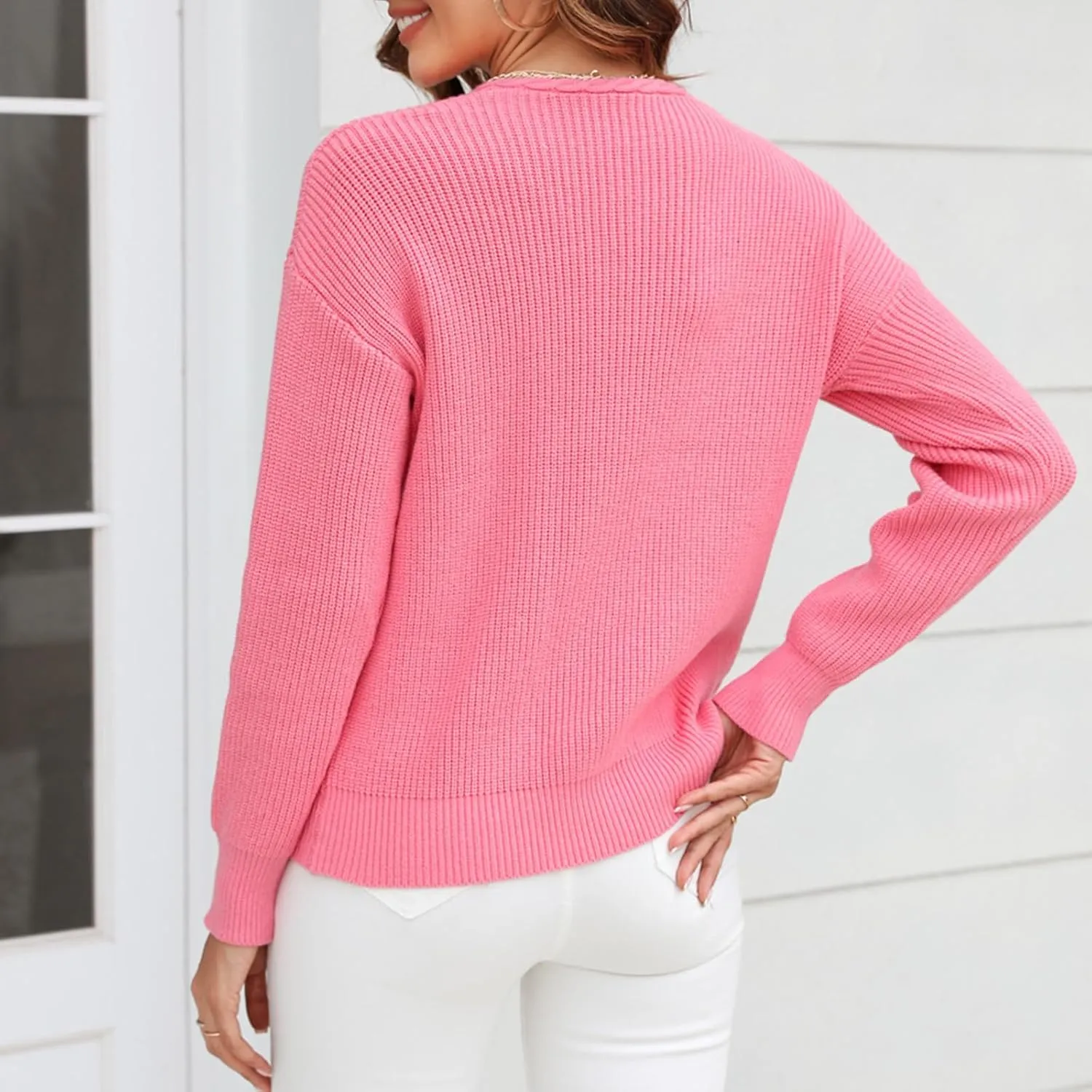 Womens Striped Color Block Sweaters Long Sleeve Crewneck Pullover Knit Jumper Tops Oversized Chic Blouse Shirt