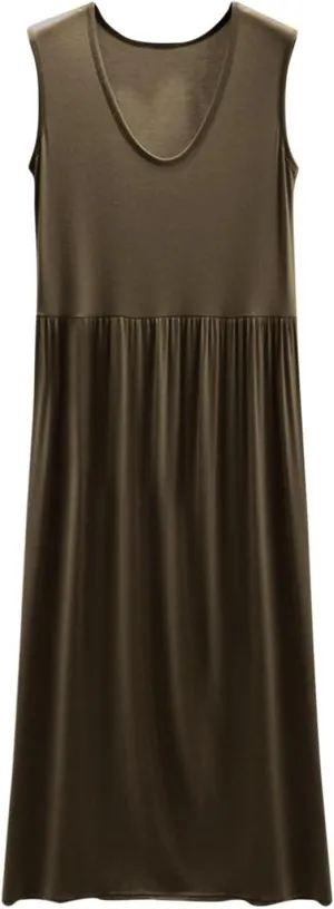Women's Summer Sleeveless Nightgown Loose Crew Neck Pleated Sleepshirts Comfy Soft Modal Sleepwear Nightdress