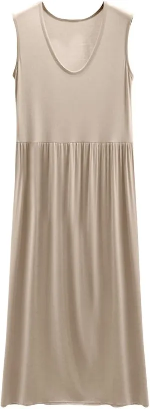 Women's Summer Sleeveless Nightgown Loose Crew Neck Pleated Sleepshirts Comfy Soft Modal Sleepwear Nightdress
