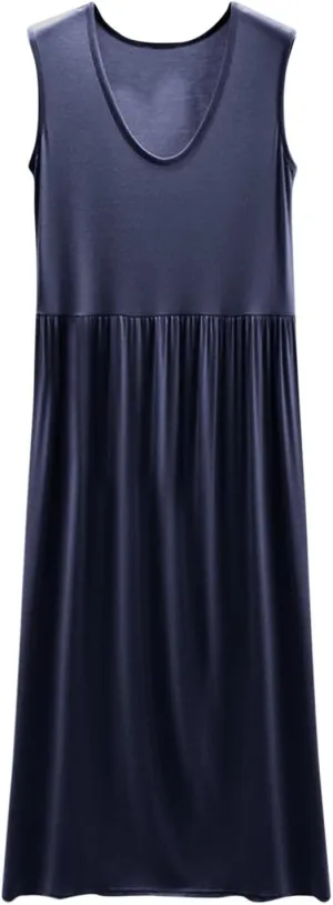 Women's Summer Sleeveless Nightgown Loose Crew Neck Pleated Sleepshirts Comfy Soft Modal Sleepwear Nightdress