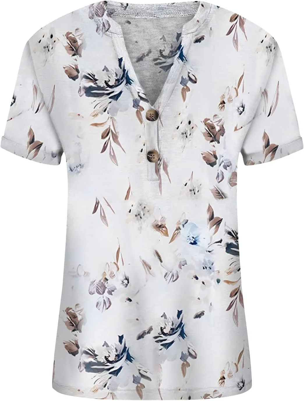 Womens Summer Tops 2024 V Neck Short Sleeve Button Casual Loose Shirts Dressy Blouses Trendy Tunic Tops for Women
