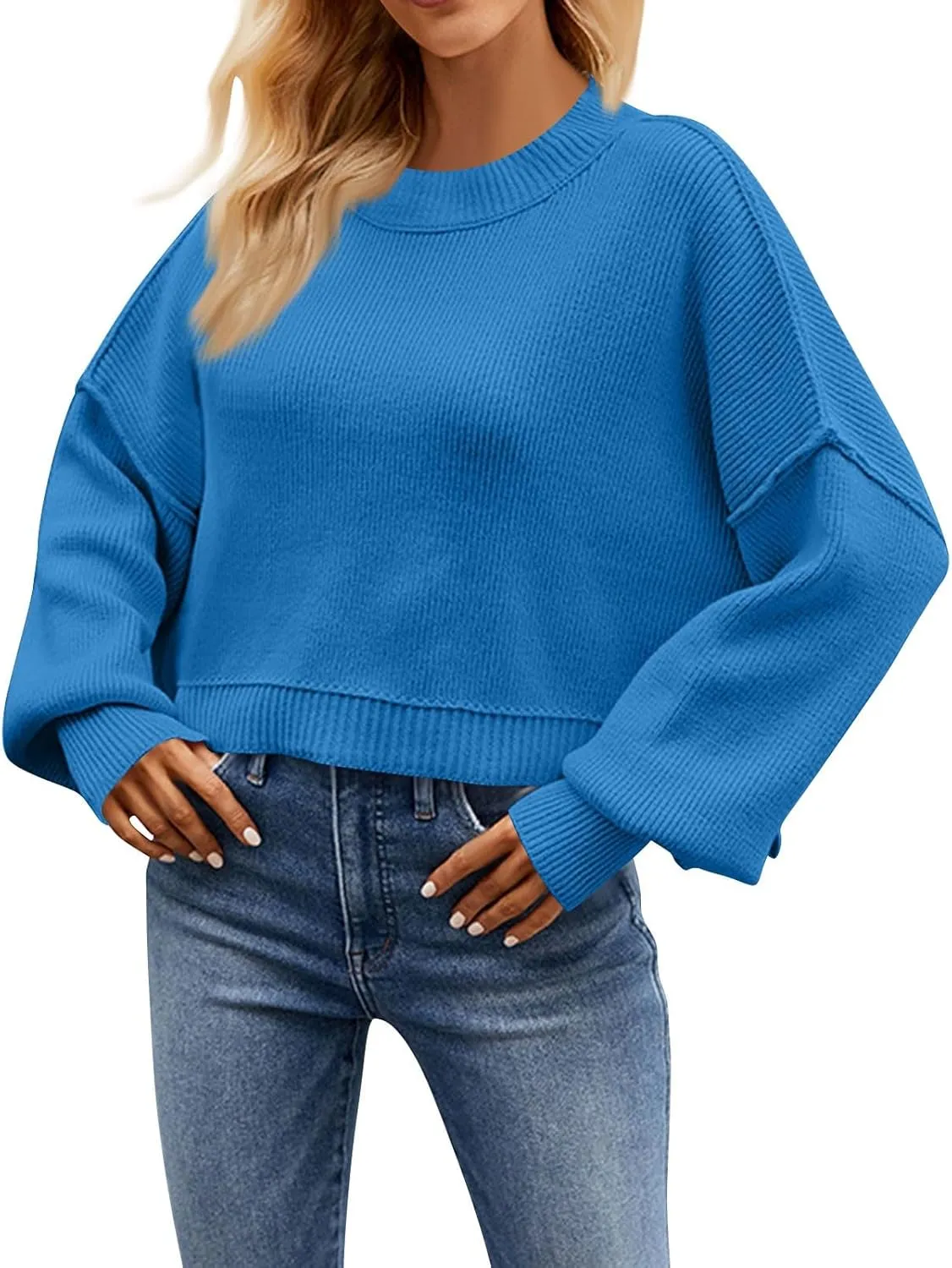 Womens Sweaters Cute Long Sleeve Pullover Blouse Striped Crochet Dressy Casual Outfits Jumper Tops Fall Fashion 2024