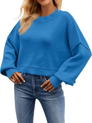 Womens Sweaters Cute Long Sleeve Pullover Blouse Striped Crochet Dressy Casual Outfits Jumper Tops Fall Fashion 2024