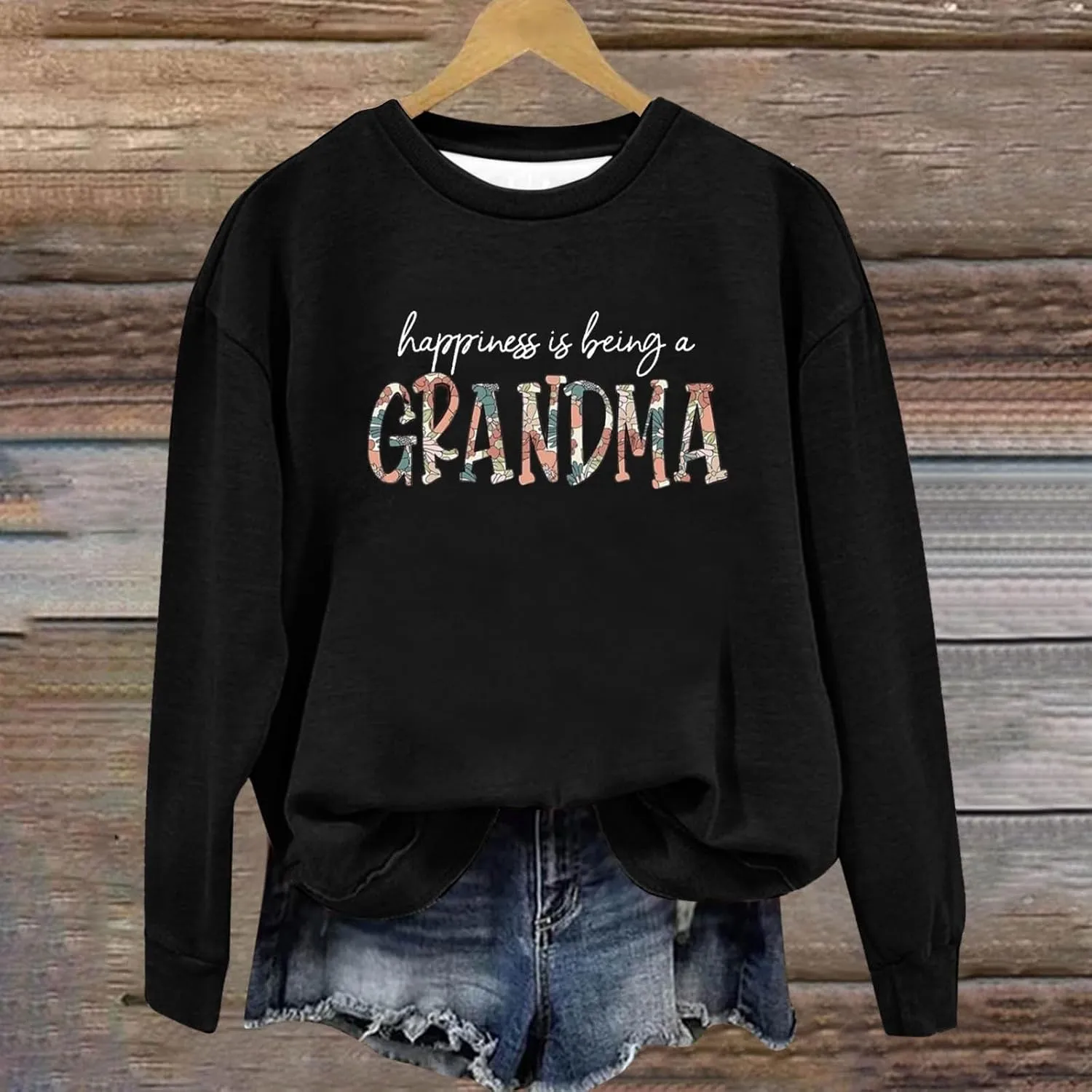 Womens Sweatshirts Fashion Printed Cropped Hoodie Round Neck Long Sleeve Sweatshirt Hoodless Loose Pullover Tops