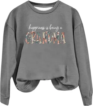 Womens Sweatshirts Fashion Printed Cropped Hoodie Round Neck Long Sleeve Sweatshirt Hoodless Loose Pullover Tops