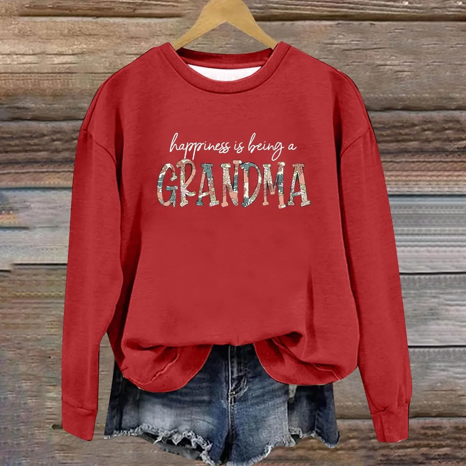 Womens Sweatshirts Fashion Printed Cropped Hoodie Round Neck Long Sleeve Sweatshirt Hoodless Loose Pullover Tops