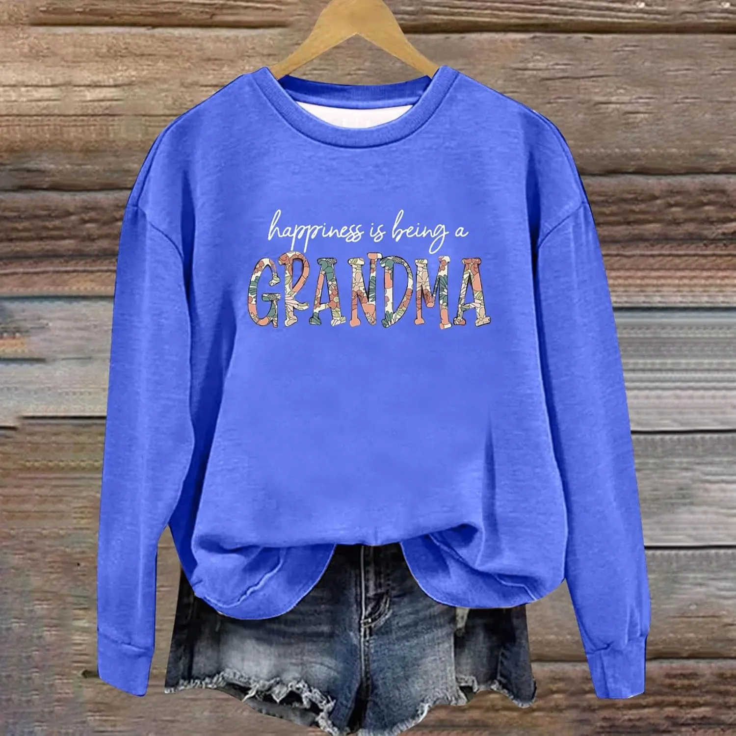 Womens Sweatshirts Fashion Printed Cropped Hoodie Round Neck Long Sleeve Sweatshirt Hoodless Loose Pullover Tops