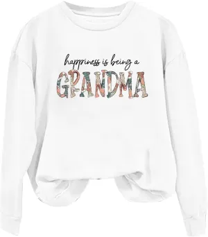 Womens Sweatshirts Fashion Printed Cropped Hoodie Round Neck Long Sleeve Sweatshirt Hoodless Loose Pullover Tops