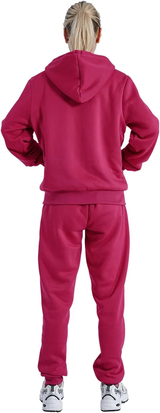 Womens Sweatsuits Sets Casual Fur Lining Fleece Hoody Sweatshirt and Sweatpants Athletic Clothing Sets