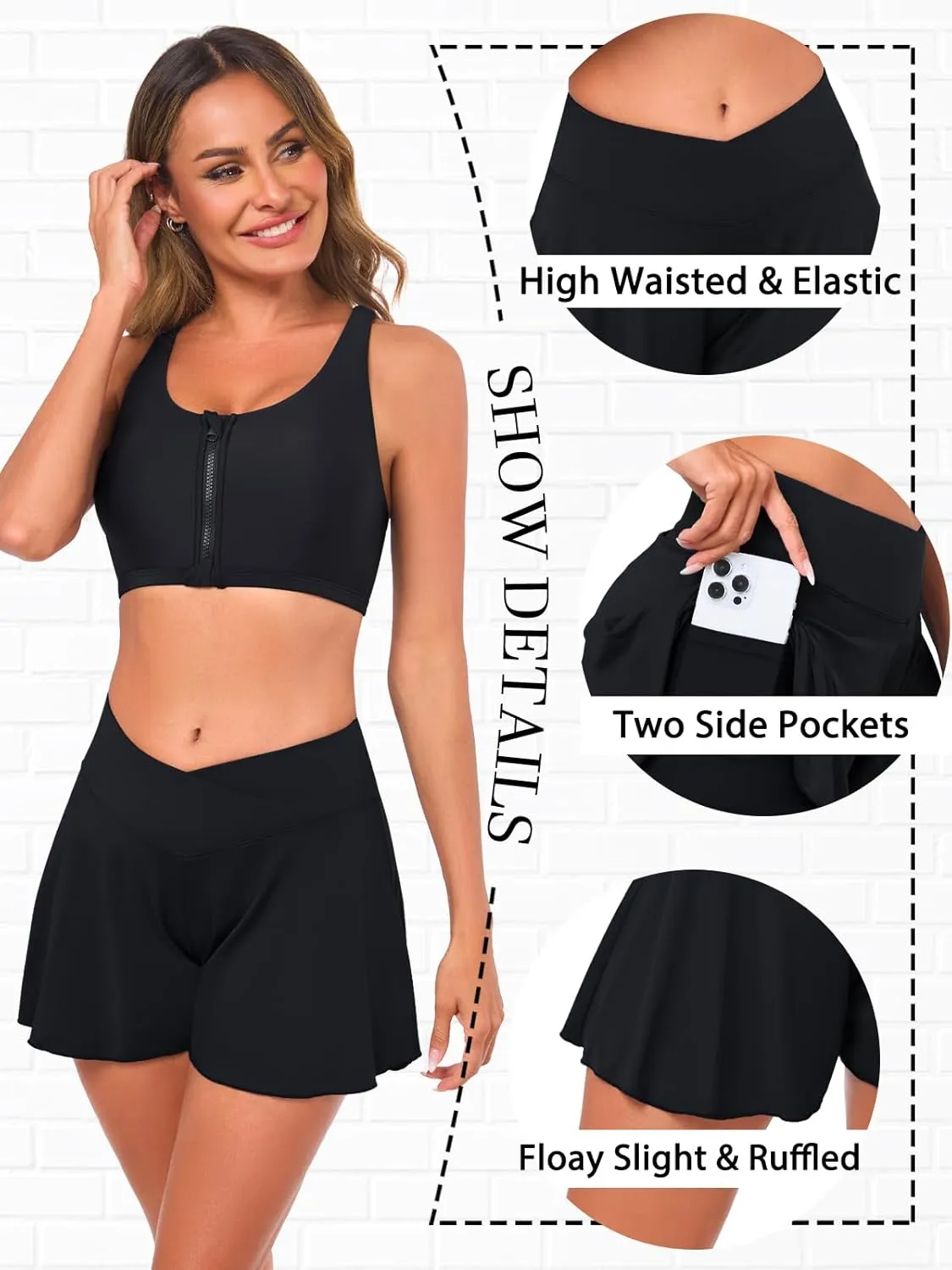 Women's Swim Shorts Bathing Suit Shorts High Waisted Bikini Bottoms Swimsuit Board Short Tankini Swimwear Bottoms