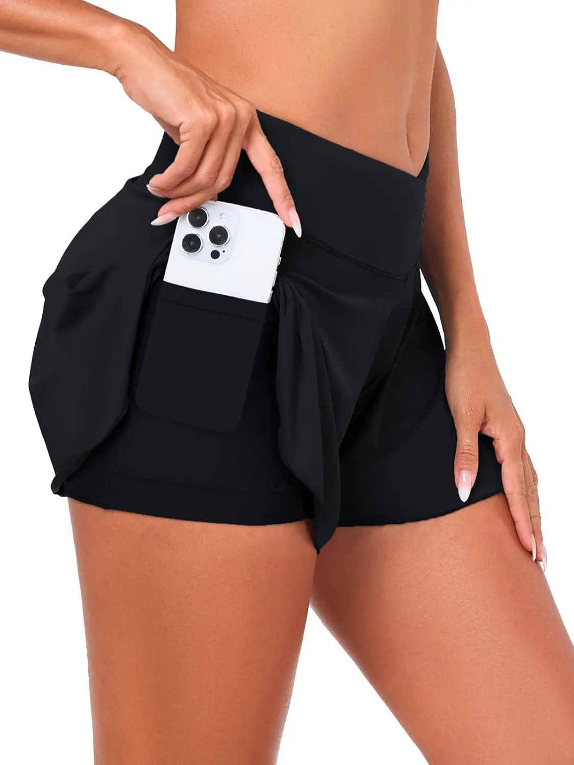 Women's Swim Shorts Bathing Suit Shorts High Waisted Bikini Bottoms Swimsuit Board Short Tankini Swimwear Bottoms