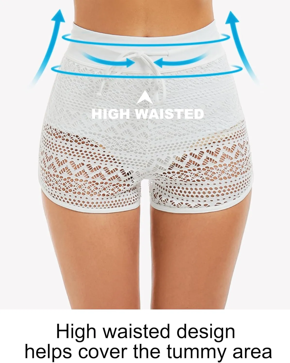 Women's Swim Shorts High Waisted Bathing Suit Lace Bottoms Swimsuit Bottoms Swimwear Bikini Board Shorts