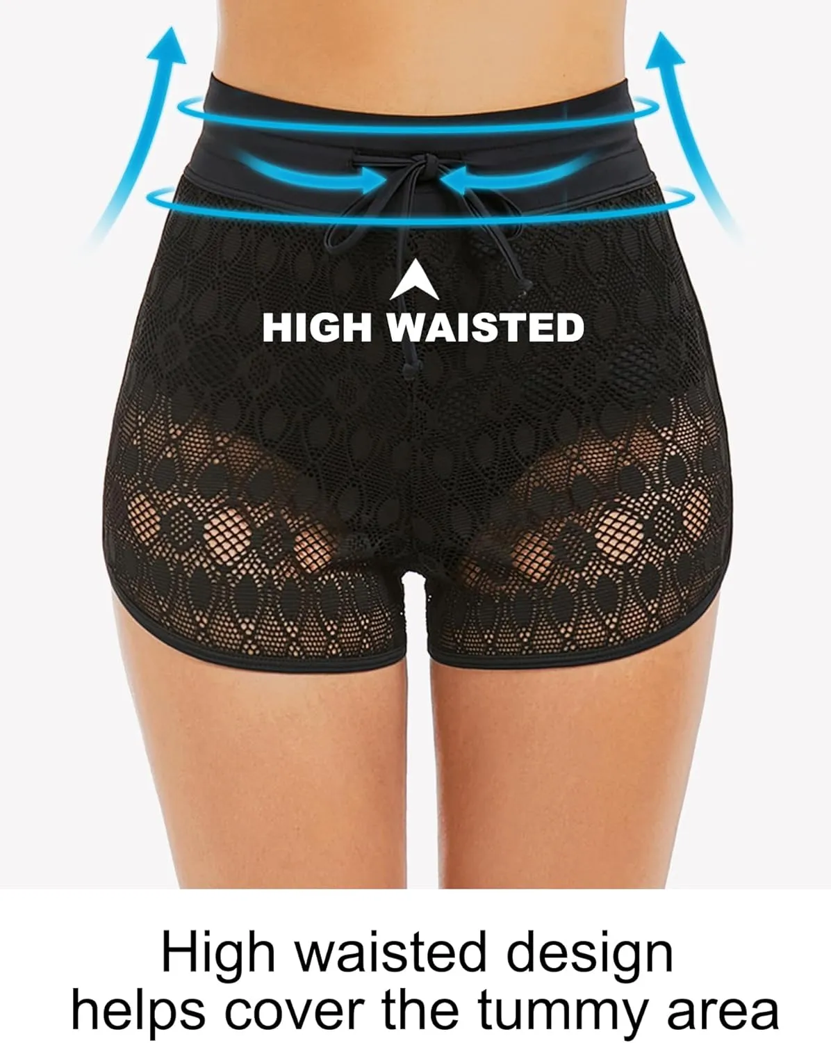 Women's Swim Shorts High Waisted Bathing Suit Lace Bottoms Swimsuit Bottoms Swimwear Bikini Board Shorts