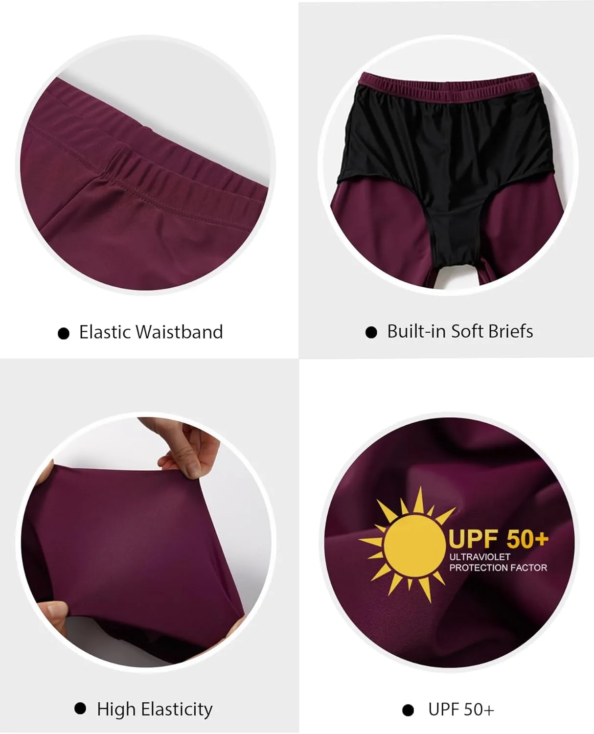 Women's Swim Shorts High Waisted Board Shorts UPF 50  Bathing Suit Bottoms Swimsuit Boyshorts Bottoms