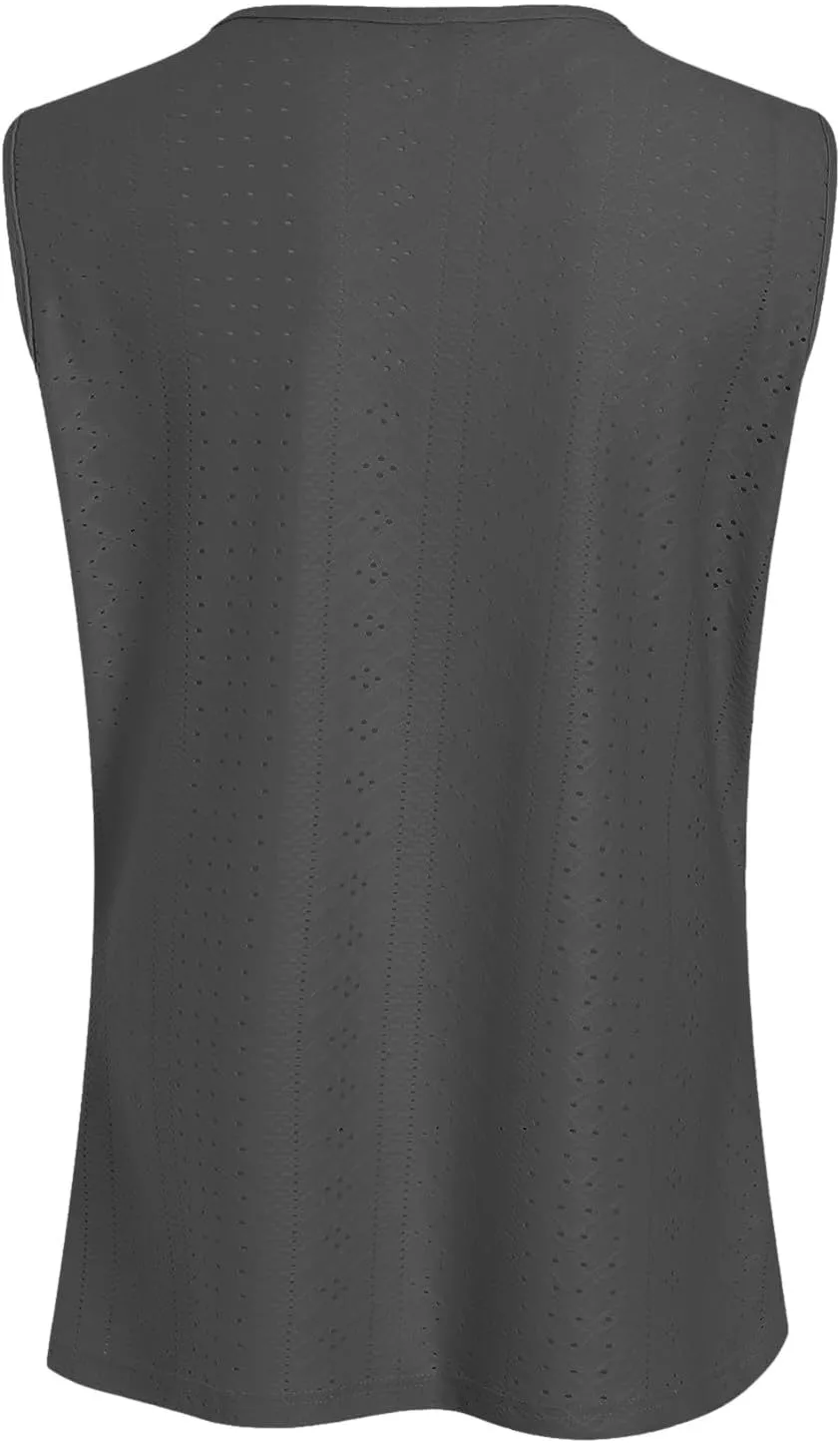 Womens Tank Tops Loose Fit Summer Tank Cute Tops Women Casual Sleeveless Shirt Scoop Neck O Ring Shoulder Blouse
