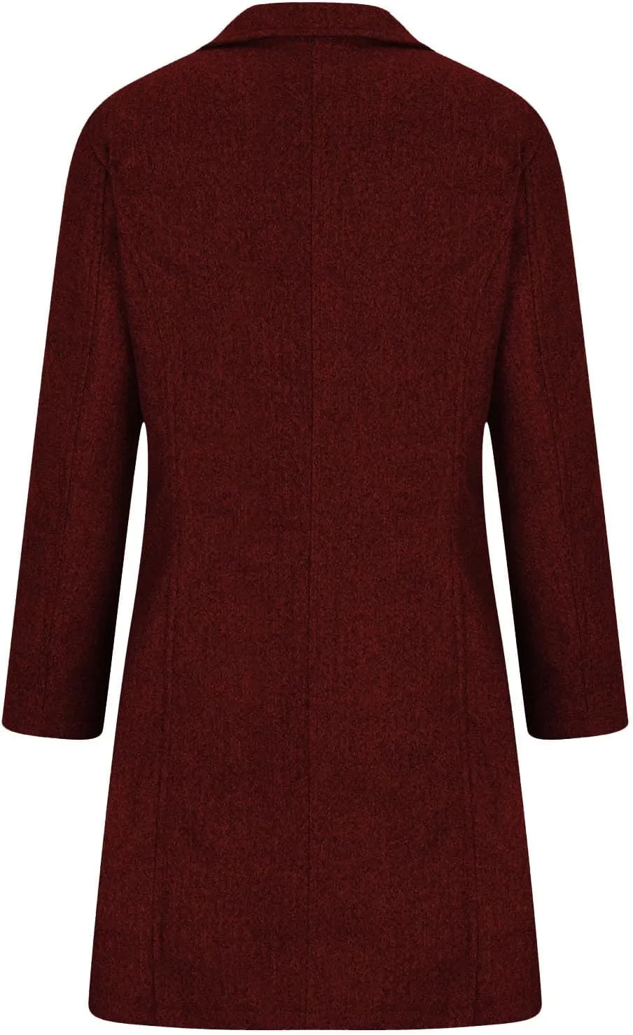 Women's Thicken Single Breasted Pea Coat Stand Collar Mid Long Wool Coats with Pockets Casual Trench Coat Overcoat