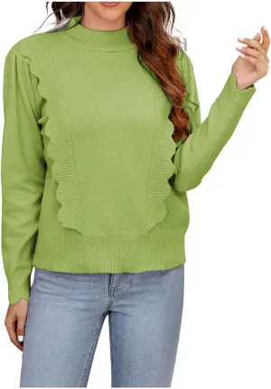 Womens Tops Crewneck Sweater Blouses for Women Long Sleeve Crochet Knit Plain Winter Fall Shirts 2023 Fashion Y2K